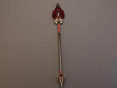 Red Gem Staff Free 3D model
