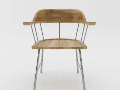 chair wooden with metal legs Free low-poly 3D model