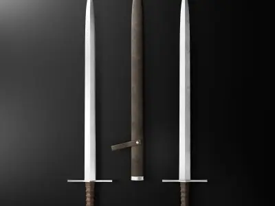 Medieval Sword 03 plus old texture and sheath 3D model