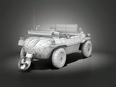 Low Poly VW Type 166 Schwimmwagen Low-poly 3D model