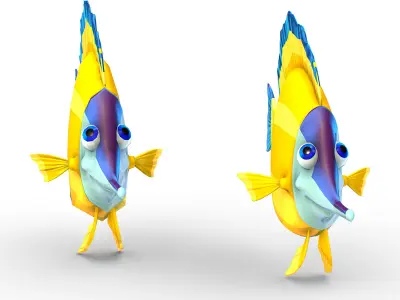 Hi-Poly Subdivision 3D Model Fish Low-poly 3D model