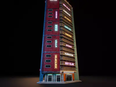 SCIFI CYBERPUNK FUTURISTIC NEON SKYSCRAPER 10 Low-poly 3D model