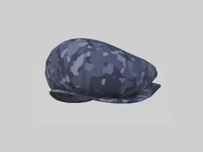 Newsboy Hat 05 Blue Camouflage - Character Fashion Design Low-poly 3D model