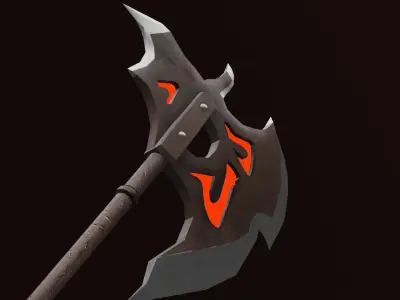 Lava Axe PBR Low-Poly Game READY Low-poly 3D model