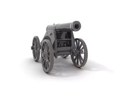 Historical Cannon Model Pack with Detailed Wheels Low-poly 3D model
