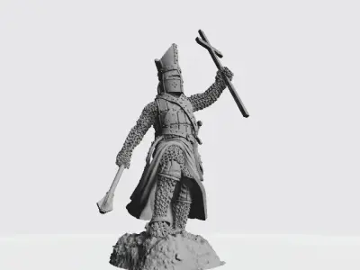 Bishop with great helmet and large cross 3D print model