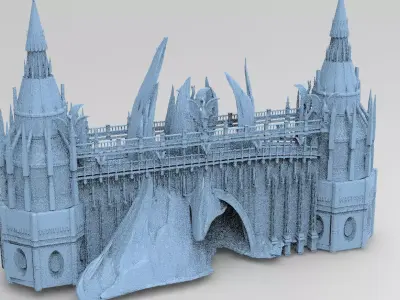 Crystal Snake mountain City Bridge rocks 3D model