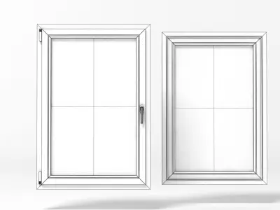 Window 1 pair of wooden windows 3D model