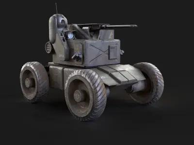 Battle vehicle with Guns Army tank Game Ready Rigged Low-poly 3D model