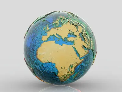 Earth high-poly globe 3D model