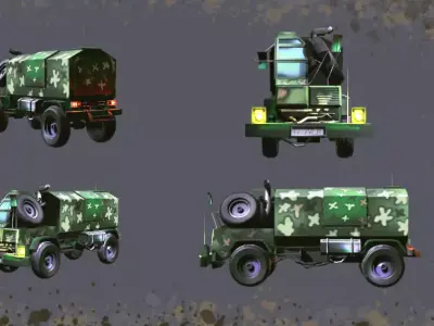 Realistic Navy Truck 3D Model Low-poly 3D model