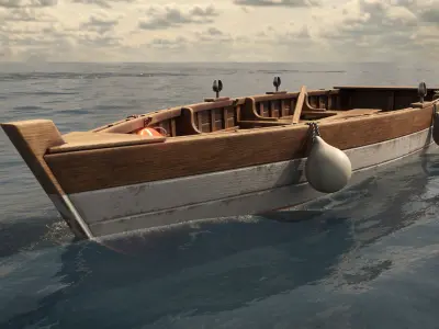 Wooden Boat Low-poly 3D model