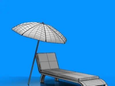 -beach chair Low-poly 3D model