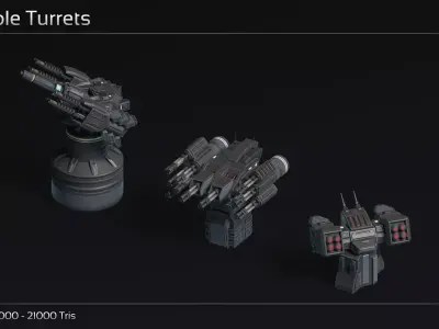 Scifi Turret Collection II Low-poly 3D model