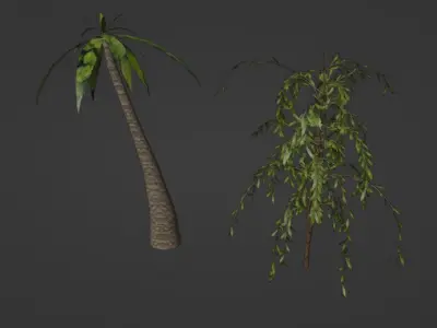 palm and tree Free low-poly 3D model
