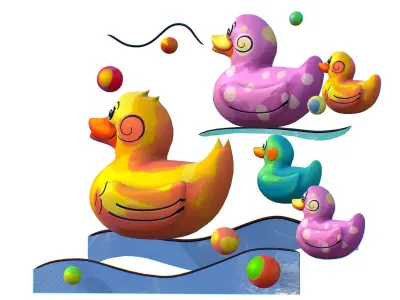 Cartoon 3D illustration Duck Family Bird Low-poly 3D model