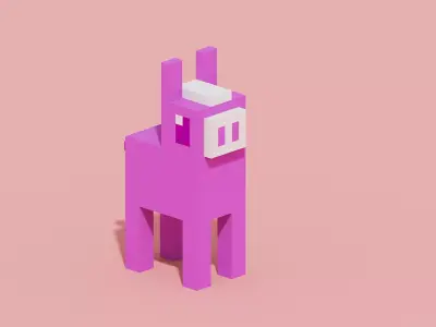 Dog VANAV1 Voxel Low-poly 3D model