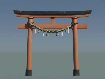 Japanese Red Torii Gate Low-poly 3D model