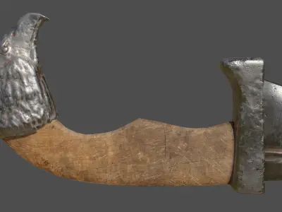 Kopis sword with gold handle Low-poly 3D model