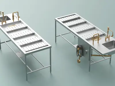 Forensic Pathology Station with Integrated Faucet 3D model