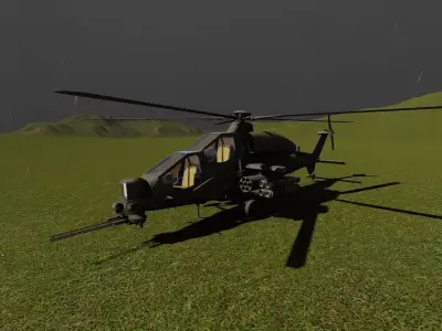 helicopter on grassy field Low-poly 3D model