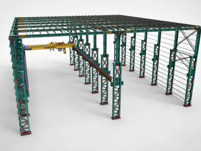 Warehouse Construction Low-poly 3D model