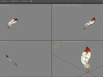 cartoon feather Low-poly 3D model