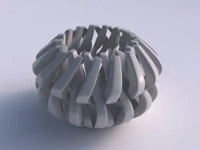 Bowl cylindrical with twisted sharp muscle structures squeezed 2 3D model