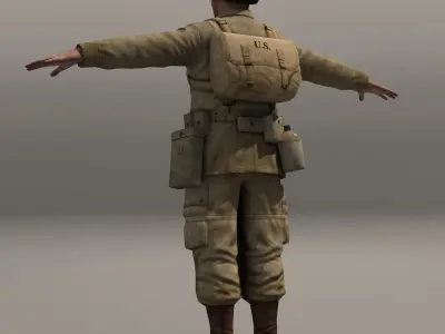 American Soldier and Thompson Low-poly 3D model