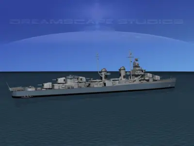 Fletcher Class Destroyer DD-477 USS Pringle 3D model