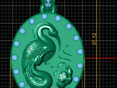 Silver Duck Shape Diamonds pendant 3D print model