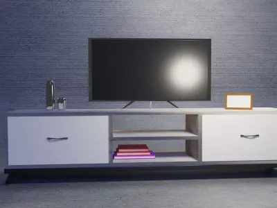 tv unit furniture and led tv Low-poly 3D model