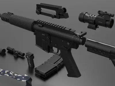 m4A1 Gun Fps - Tps Low-poly 3D model