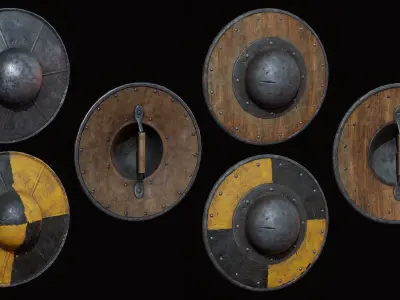 Buckler Shields Low-poly 3D model