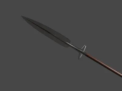 Medieval style long boar spear Free low-poly 3D model