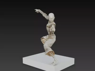 Sci-Fi Cyber Ninja Warrior Mech Sculpture STL V1 3D print model
