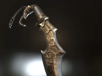 Sword with two claws Low-poly 3D model