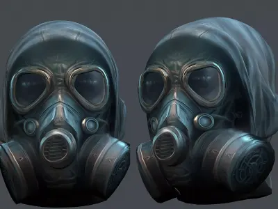 Gas mask helmet 3d model military combat fantasy Low-poly 3D model