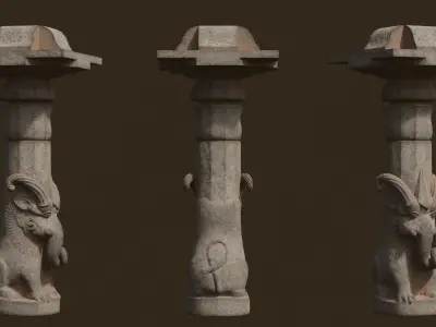 Stone Pillar Design 01 Low-poly 3D model