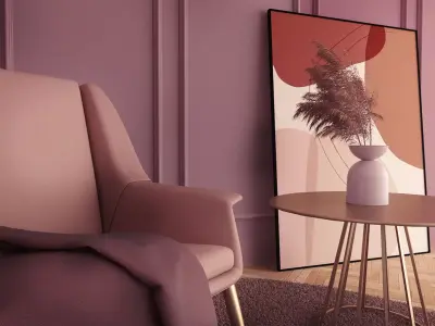 Pink Model Design Furniture Set 3D model