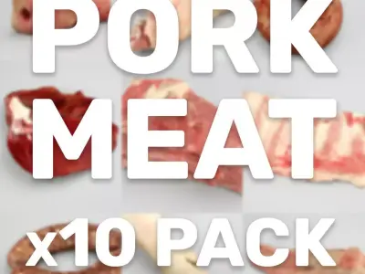 Raw Pork Parts - x10 Pack Low-poly 3D model