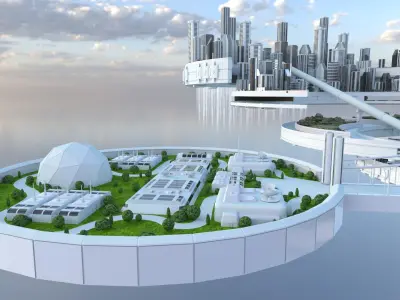 Sci-Fi Futuristic Future Flying City 3D model