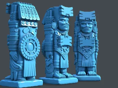 Statue Aztec Warrior HP 3D print model