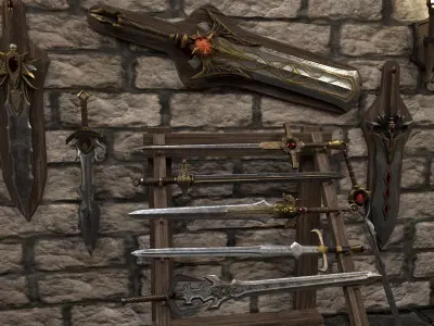 Sword Fantasy Low-poly 3D model Low-poly 3D model