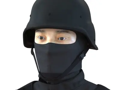 SWAT Man Asian Rigged for Cinema 4D 3D model