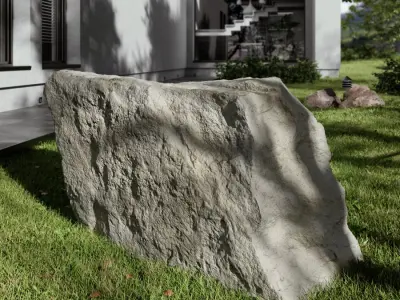  Pale Diamond Rippled Large Rock Boulder Model 