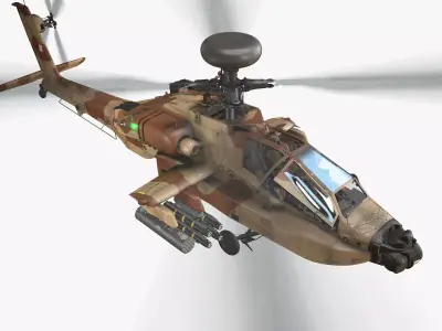 Apache AH-64E Qatar Emiri Air Force Complex Animation Low-poly 3D model