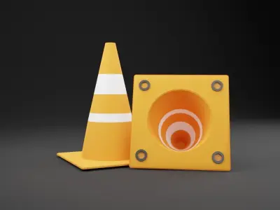 Low poly traffic cone Low-poly 3D model