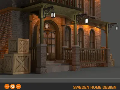 SWEDEN HOME DESIGN Low-poly 3D model