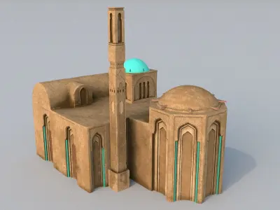 3 Level LOD ancient Eastern Building Low-poly 3D model